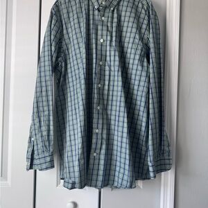 Duluth Trading Co Green and Blue Plaid Button-Down Shirt